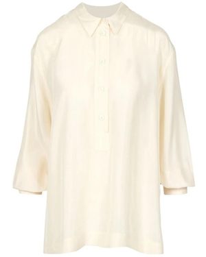 Grifoni Overhemden ,Polo-Stijl Shirt Van Zijde - Naturel