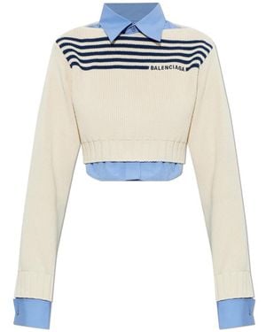 Balenciaga Hybrid Pullover - Blau