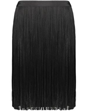 Alberta Ferretti Zijden Blend Franje Minirok - Zwart