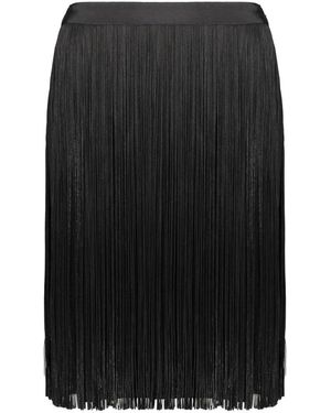 Alberta Ferretti Zijden Blend Franje Minirok - Zwart