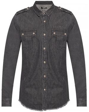 Balmain Katoenen Denim Shirt - Grijs