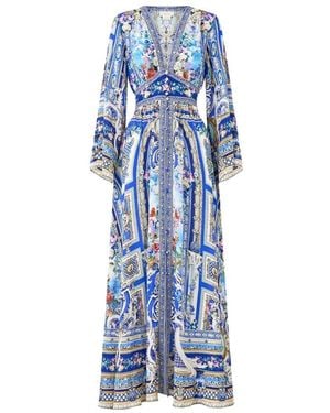 CAMILLA Kleedjes ,Blauw ,Ottoman Opulence Kimono Mouw Jurk