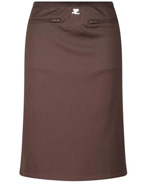 Courreges Logo Detail A-Lijn Midi Rok - Bruin