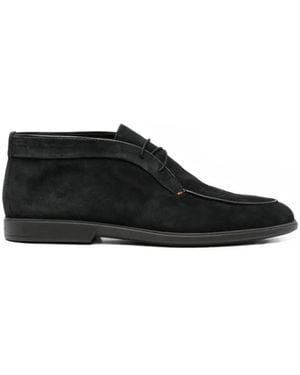 Santoni Lace-Up Leather Boots - Black