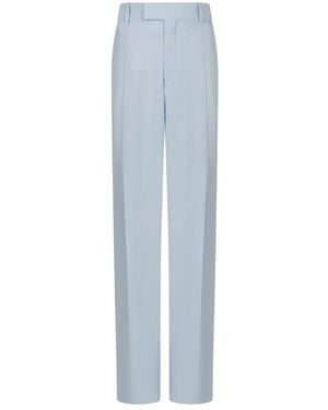 Bottega Veneta Zijde Viscose Straight-Leg Broek - Blauw
