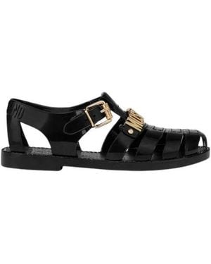 Moschino Flat Sandals - Black