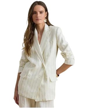 Ralph Lauren Jassen ,Wit ,Leer Bullion Jacquard Blazer