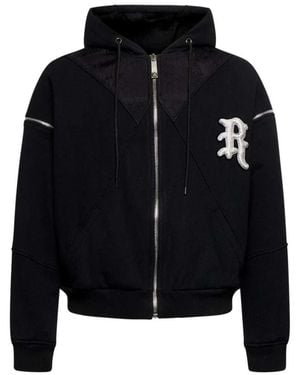 John Richmond Sweatshirt Mit Kapuze, Reißverschluss Und Kontrastierendem Gesticktem Logo - Schwarz