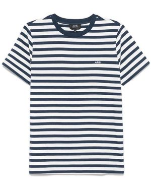 A.P.C. Blau/weiß gestreiftes baumwoll-t-shirt