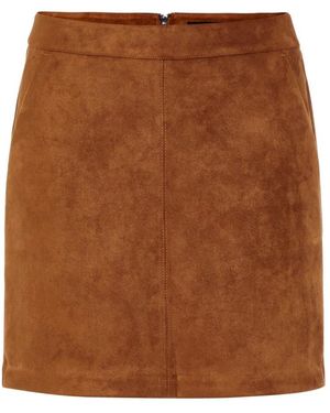 Vero Moda Faux Suede Korte Rok - Bruin