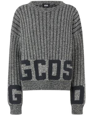 Gcds Truien & Vesten ,Grijs ,Katoen Ribbed Low Logo Sweater