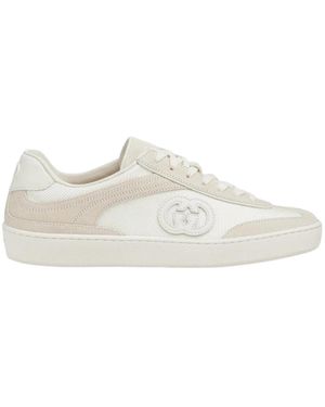 Gucci Witte Veterschoenen Met Amandel Teen