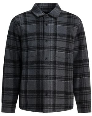 Vince Grijze Check Overshirt Jas Aw25 - Zwart