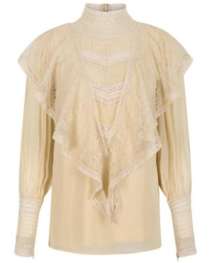 Zimmermann Ivory Kanten Blouse Met Ruches - Naturel