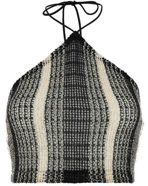 Missoni Tops ,Zwart ,Katoen Top Van Een Katoenmix Met Halternek