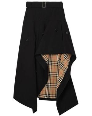Burberry Heather Asymmetrical Trench Skirt - Zwart
