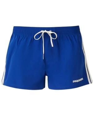 DSquared² Logo Boxer Midi Badeshorts - Blau