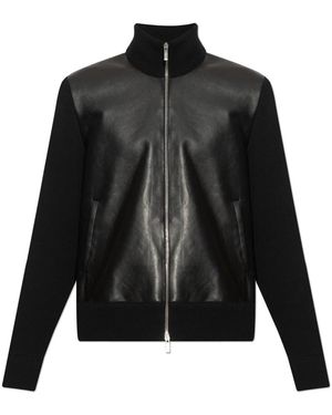 Ferragamo Strickjacke Mit Lederfront - Schwarz