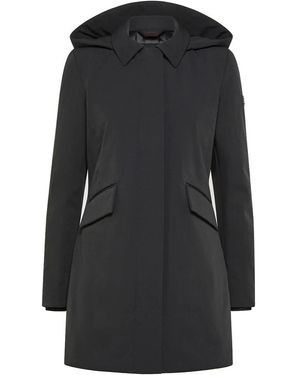Peuterey Jassen ,Zwart ,Leer Gladde Slim Fit Jas