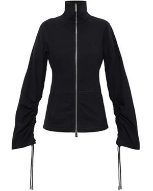 Lanvin Hoodies & Sweatvesten ,Zwart ,Katoen Cotton Fleece And Cashmere Jacket