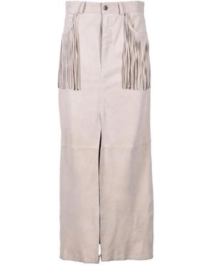 Wild Cashmere Midi Skirts - Natural