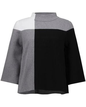 Joseph Ribkoff Color-Block Jacquard Gebreide Pullover - Zwart