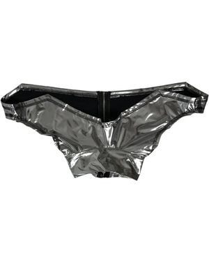 Dolce & Gabbana Korte Broeken ,Grijs ,Metallic Shorts Zip Up Style - Zwart