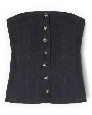 mötivi Denim Bustier Top Met Knopen - Blauw