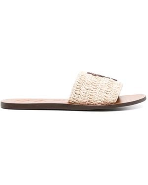 Manebí Low Sandalen Mit Yucatán Logo - Natur