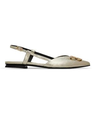 Fabi Schoenen ,Grijs ,Leer Grijze Slangenprint Leren Slingback Schoenen