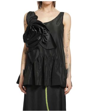 Simone Rocha Tilted Neck Peplum Top - Schwarz