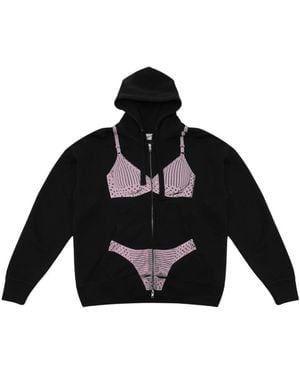 VAQUERA Hoodies & Sweatvesten ,Zwart ,Katoen Trompe L'Oeil Rits Hoodie