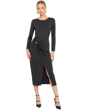 Kocca Kleedjes ,Zwart ,Midi Jurk Met Gekruiste Taille