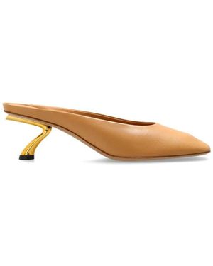 Ferragamo Safi Mules Met Hak - Naturel