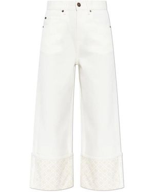 Tory Burch Cropped Jeans - Blanco