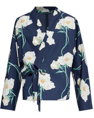 KENZO Overhemden ,Blauw ,Wol Licht Kimono Jasje