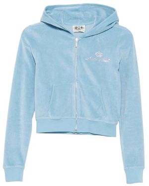 Sporty & Rich Hoodies & Sweatvesten ,Blauw ,Zip-Through Sweatshirt