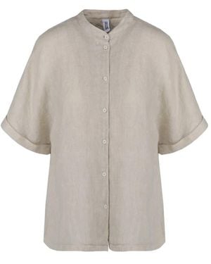 Bomboogie Ivory leinen koreanische stil hemd - Grau
