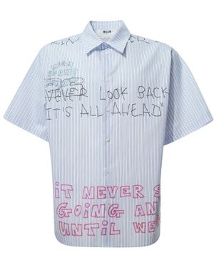 MSGM Short Sleeve Shirts - Blu