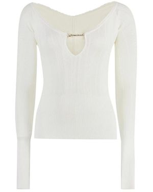 Jacquemus Truien & Vesten ,Wit ,Polyester Pralù Gebreide Top