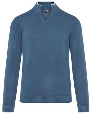 Fedeli V-Neck Knitwear - Blu