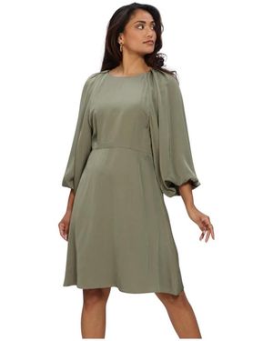 SELECTED Kleedjes ,Groen ,Laurina 3/4 Korte Jurk Met Open Rug