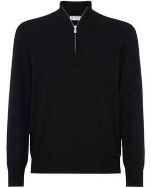 Brunello Cucinelli Half-Zip Kasjmier Trui - Zwart