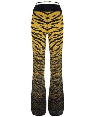 Gcds Broeken ,Geel ,Katoen Zebra Lurex Gebreide Broek - Groen