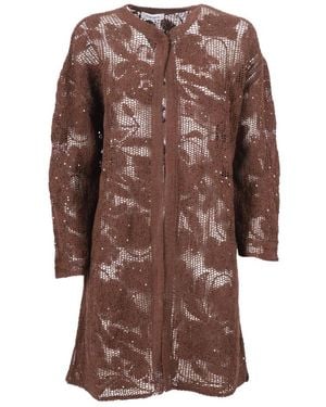 Kangra Truien & Vesten ,Bruin ,Pailletten Spolverino Ricamo Cornely + Paillettes