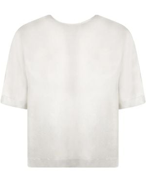 Giorgio Armani Elegante Zijden Blouse Met Ellebooglengte Mouwen - Wit