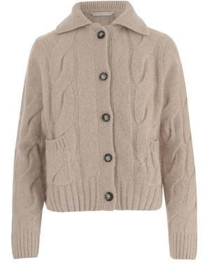 Allude Kaschmir-Seiden-Strickjacke - Natur