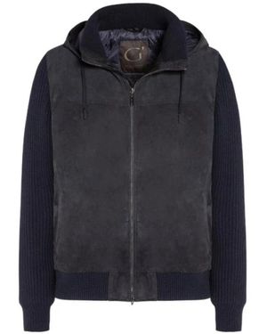 Gimo's Hoodie Reversible Suede Jacket - Blau