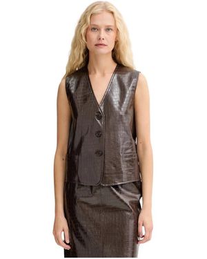 Isabelle Blanche Imitatielederen Vest - Bruin