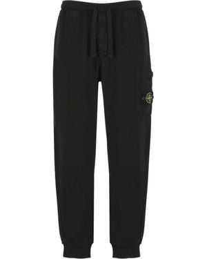 Stone Island Broeken ,Zwart ,Katoen Cotton Fleece Trainingsbroeken